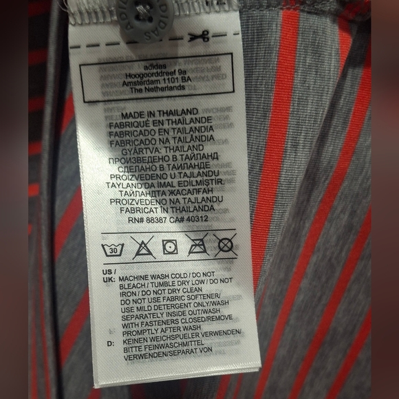 Ultimate  365 Adidas Gray and Red Striped Golf  Polo Shirt (Smoke Free Home) - Picture 9 of 11